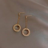 High level design zircon Circle Pendant Earrings Fashion Korean women jewelry party elegant Drop Earrings Halloween Earrings