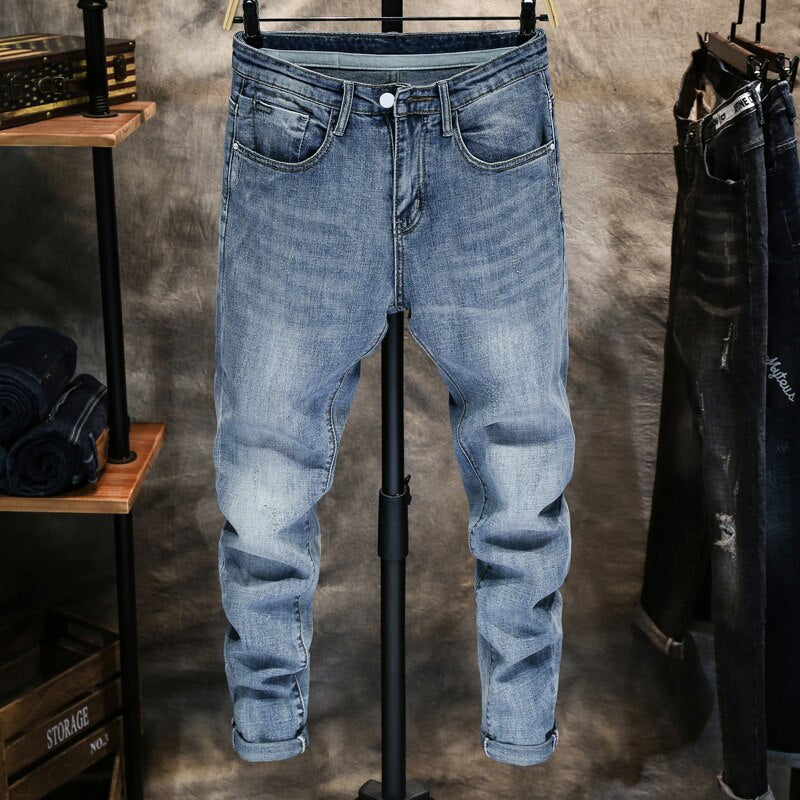 Good Quality Jeans for Men Skinny Stretch Light Blue Fashion Streetwear Denim Pants Men's Clothing Long Trousers Jean Hombre 38