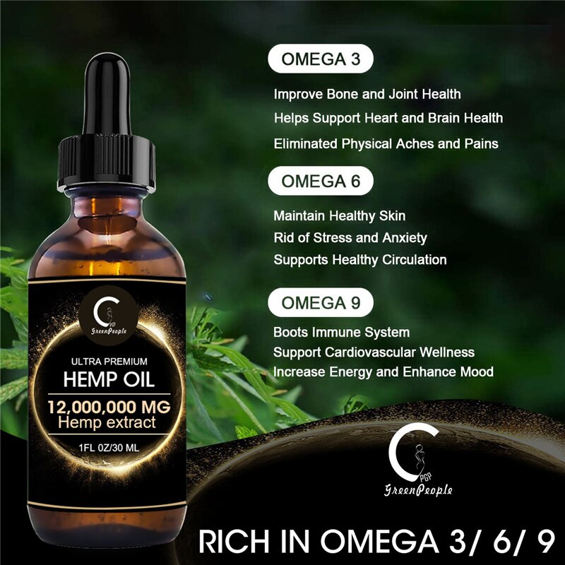 HFU Hemp Seed Extract Oil Pain Relief Reduce Pressure 12000000mg Help Sleep Improve Insomnia diet supplement Health Care Product