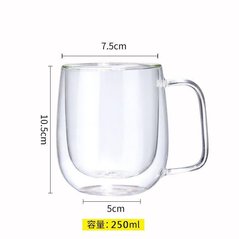 4pcs Heat Resistant Double Wall Tea Glass Cup Beer Coffee Cup Set Handmade Creative Healthy Beverage Glasses Transparent Drink