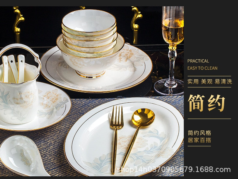 Dinning Table Plate Sets Food Ceramic Luxury Salad Porcelain Plates Dinner Sets Serving Aparelho De Jantar Dinnerware