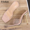 Eilyken Summer Slippers Women Outdoor Clear PVC Transparent Jelly Sandals Fashion Open Toe Stiletto Heels Party Ladies Shoes