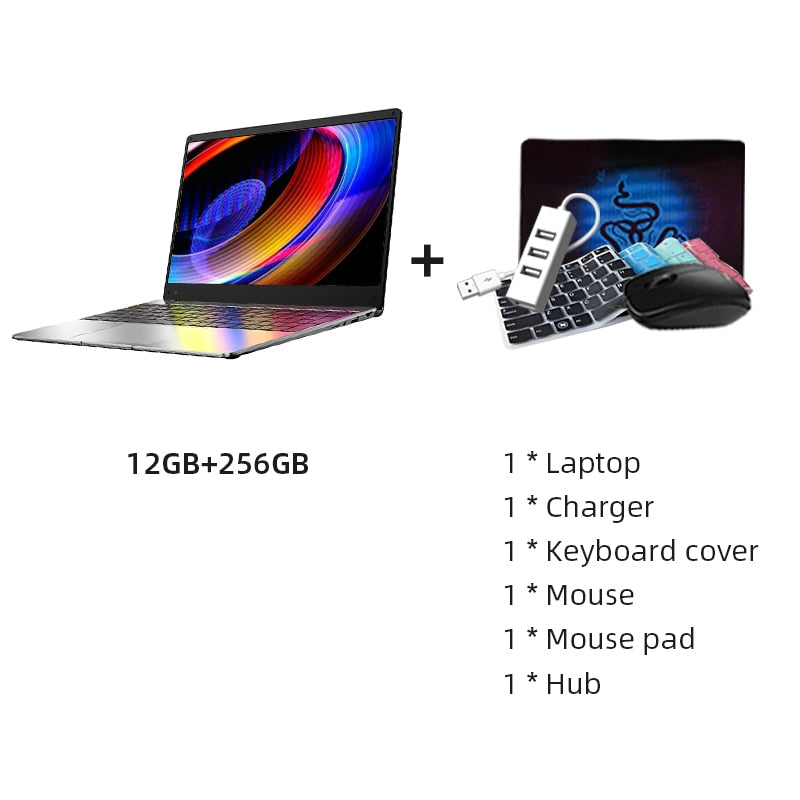 DERE Laptop MBook M10 15.6 Inch Intel Celeron N5100 12G 512G FHD 1920*1080 Notebook Computer Windows 10 Mini PC Students