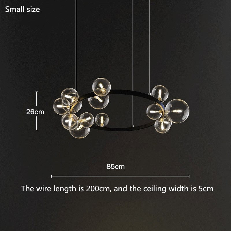 Modern Chandelier Clear Glass Bubbles Pendant lamp Metal Ceiling Light Fixture for Living Room Bedroom Kitchen LED lightings