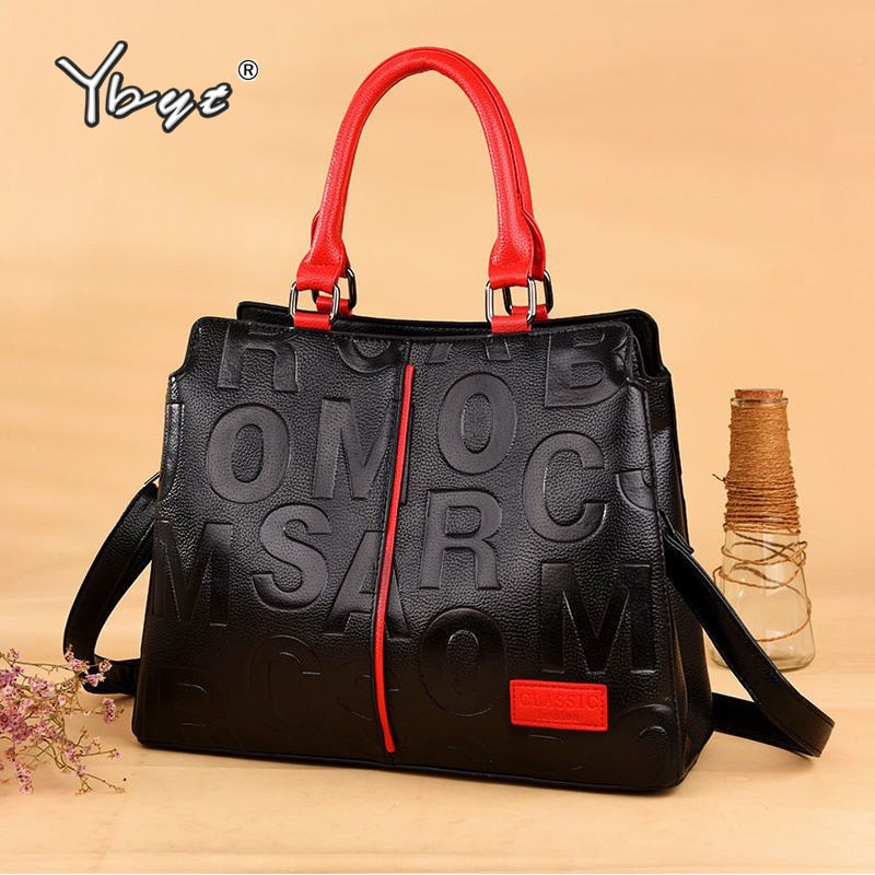 Letter Printing Luxury Women Designer Handbags Large Capacity Tote Bag High Quality PU Leather Shoulder Crossbody Bag Black Bag