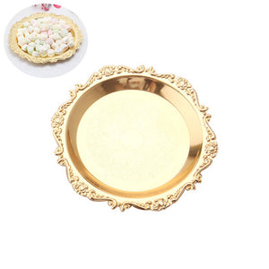 Delicate Fruit Platter Dessert Plate Cake Dish Snacks Tray Decorative Tableware for Wedding Party Home (Golden)