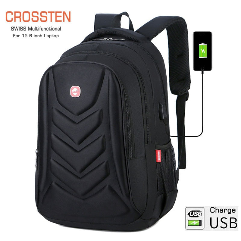 Crossten Business Travel Laptop Backpack, Large Capacity School Bag, USB Charger Port, 15” Computer Business bag, Waterproof EVA