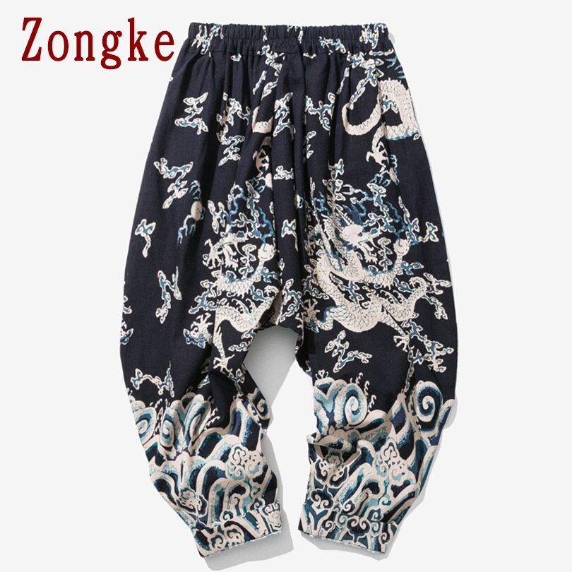 Zongke Dragon Pattern Pants Men Joggers Trousers Men Pants Streetwear Sweatpants Harem Pants Men Trousers XXXL 2021 Spring New