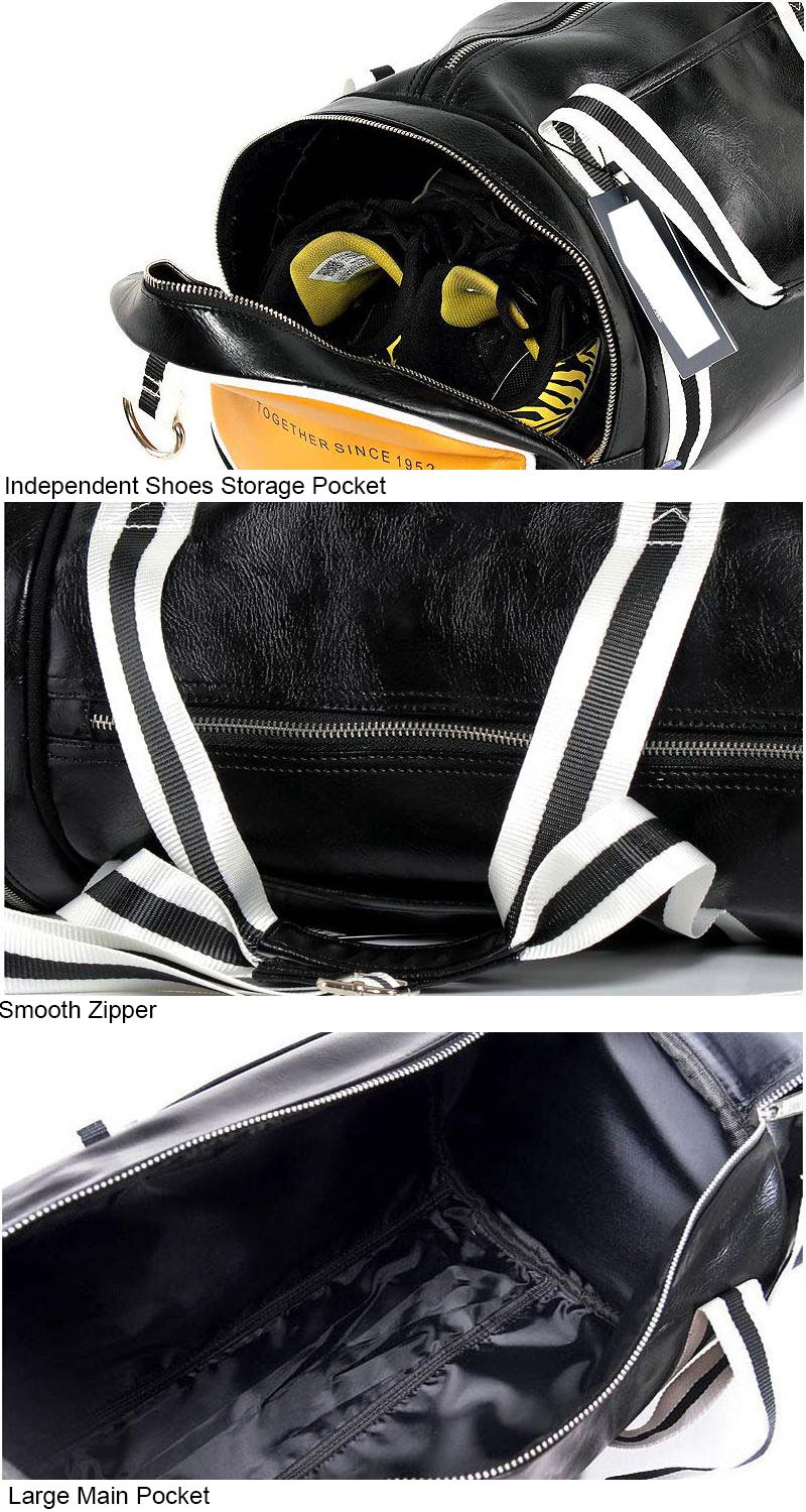 PU Leather Sports Gym Bag Multifunction Training Fitness Shoulder Bags Traveling Handbag Striped Sac De Sport Women Men XA719WD