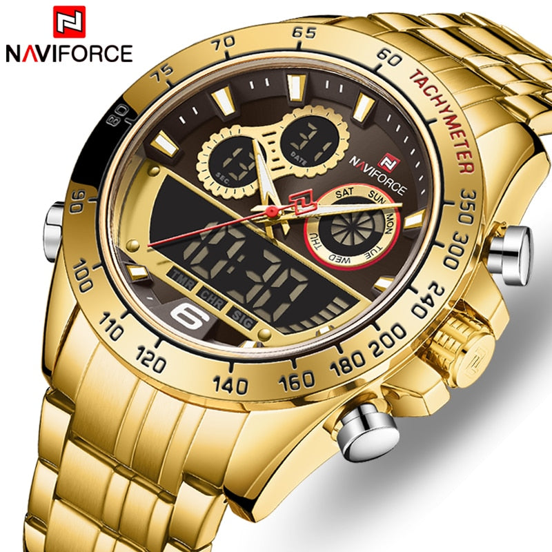 NAVIFORCE Top Brand Luxury Mens Quartz Gold Watches Men Sport Waterproof Man Wristwatch Chronograph Male Clock Relogio Masculino