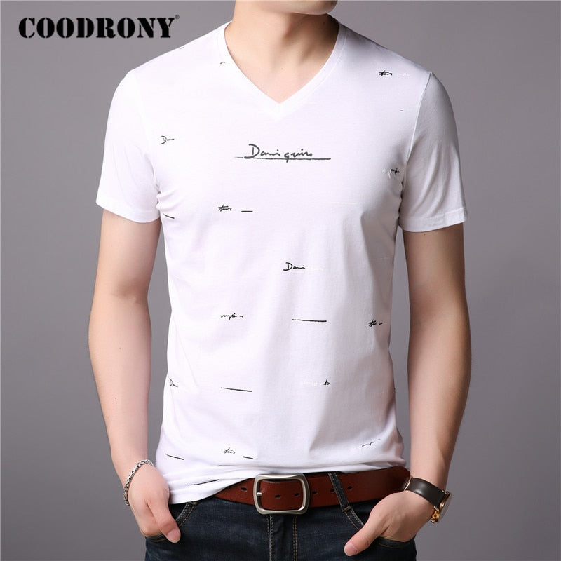 COODRONY Brand T Shirt Men Fashion Casual V-Neck T-Shirt Streetwear Mens Clothing 2020 Summer Soft Cotton Tee Shirt Homme C5074S