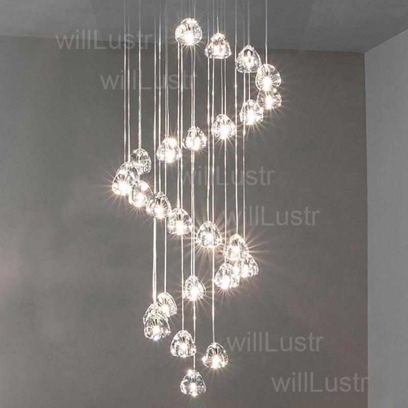 Luxury K9 Crystal Chandelier LED Pear Pendant Lamp Meteor Light Mall Villa Hotel Restaurant Staircase Lounge Modern Hang Lights