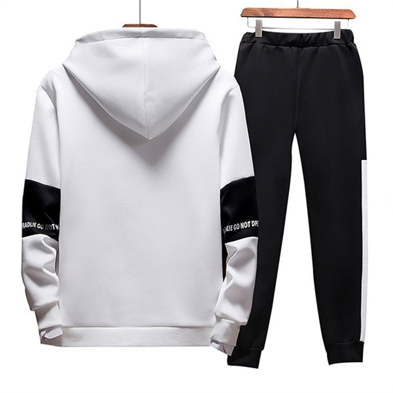 Men's Sweatshirt Sets Pullover+Trousers Tracksuit 2 Piece Pant Plain Streetwear Boy Hoodies Joggers Suit Male Clothing Promotion