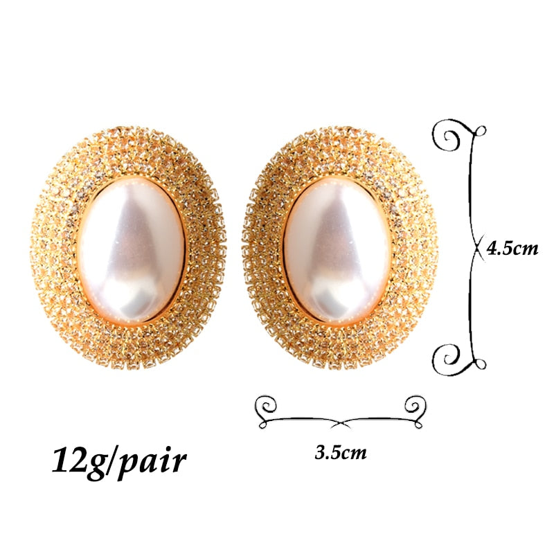 New Arrival Luxury Pearl Crystals Round Drop Earrings High-Quality Fashion Rhinestone Earring Jewelry Accessories For Women