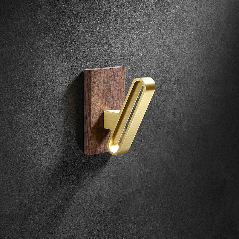 Tuqiu Robe Hook,Clothes Hook,Towel hanger, Wood and Aluminum ,Bathroom Hardware,kitchen hooks Brushed gold bathroom accessories