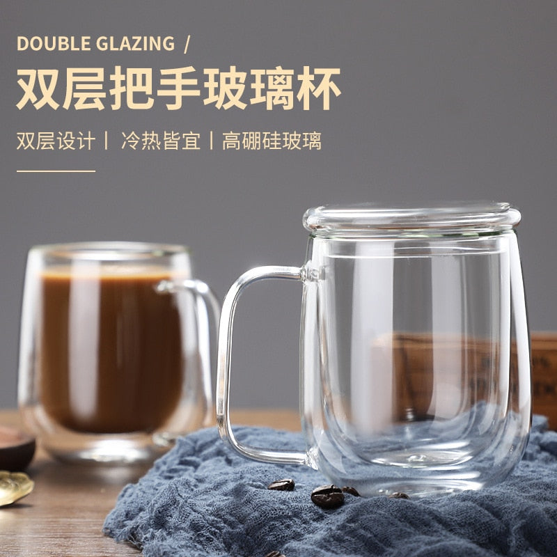 4pcs Heat Resistant Double Wall Tea Glass Cup Beer Coffee Cup Set Handmade Creative Healthy Beverage Glasses Transparent Drink