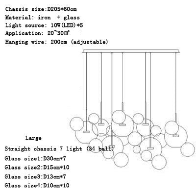 Modern minimalist clothing store bar counter ball glass chandelier restaurant staircase light creative personality spherical bub