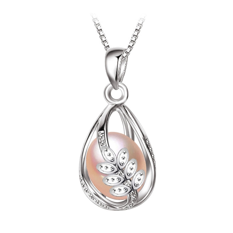 FENASY Natural Freshwater Pearl Pendant Cage Necklace Fashion 925 Sterling Silver Boho Statement Necklace Pearl Jewelry