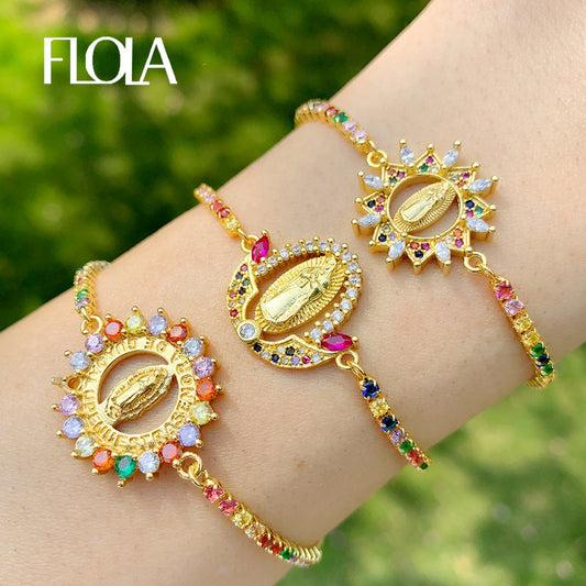 FLOLA  parvati Bracelets For Women Crystal Bracelets Pendant Gold de guadalupe brtc09