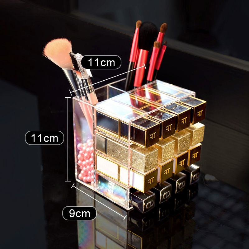 Lipstick Holder Make-up Organizer Cosmetic Storage Box Lip Gloss Storage Rotating Display Stand Transparent Plastic Storage Box