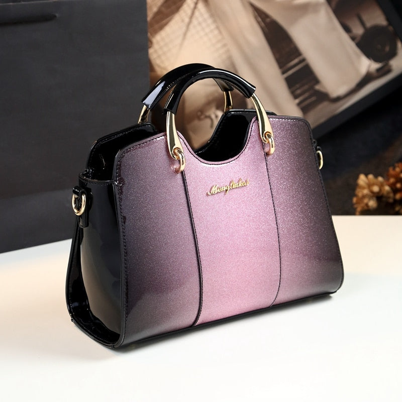 New arrival korean style simple pillow shoulder bags handbags women famous brands top handle bag patent leather messenger clutch