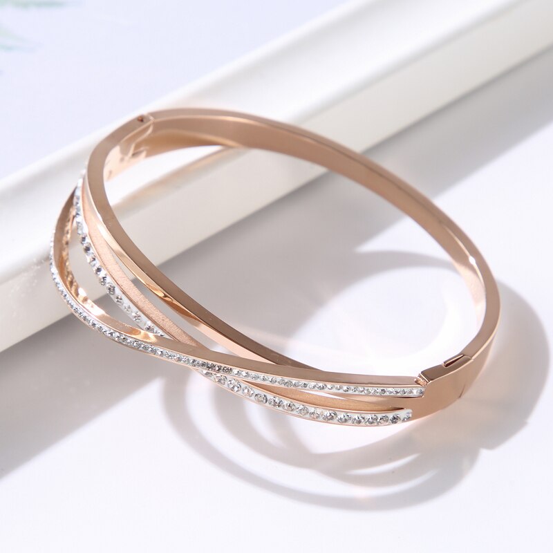 Hollow Cross CZ Crystal Stainless Steel Bracelets Bangles For Women Girls Bangle Jewelry Cuff Bracelet Gift