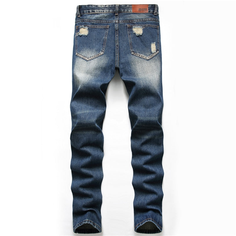 2022 Autumn New Fashion Retro Hole Jeans Men Pants Cotton Denim Trouser Male Plus Size High Quality Jeans