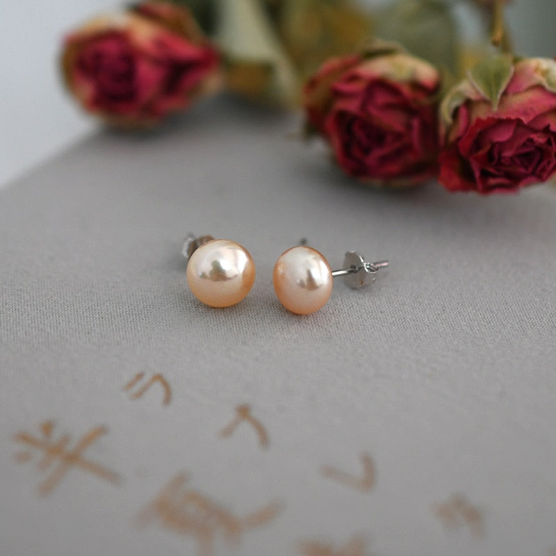 ASHIQI Natural Freshwater Pearl Stud Earrings 2021 Trendy for Women Real 925 Sterling Silver Jewelry Gift Wholesale