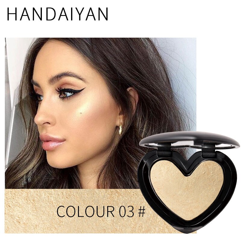 HANDAIYAN Gold Highlighter Iluminador Face Contour shine Makeup Bronze Powder Roze Shimmer High Lighter face powder highlight