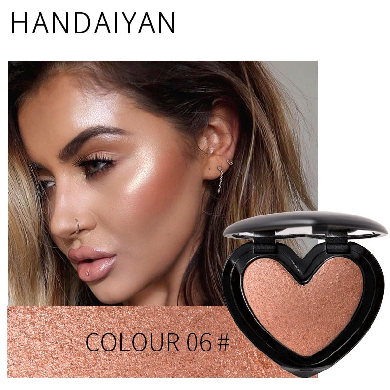 HANDAIYAN Gold Highlighter Iluminador Face Contour shine Makeup Bronze Powder Roze Shimmer High Lighter face powder highlight