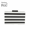 Boutique De FGG Fashion Women Striped Acrylic Evening Clutch Bags Ladies Chain Shoulder Purses and Handbags Crossbody Bag