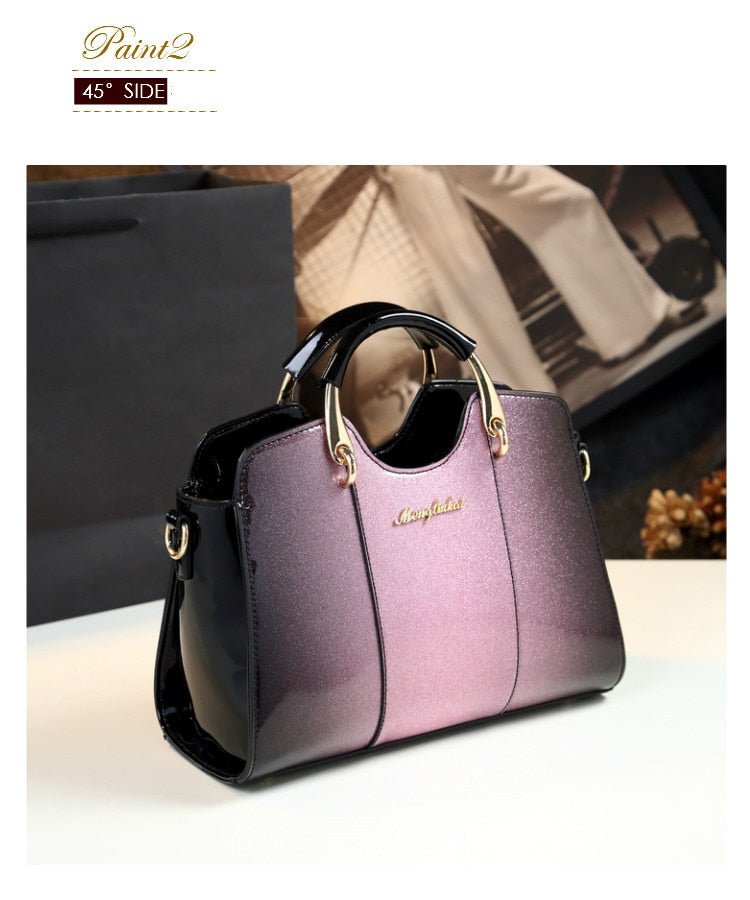 New arrival korean style simple pillow shoulder bags handbags women famous brands top handle bag patent leather messenger clutch