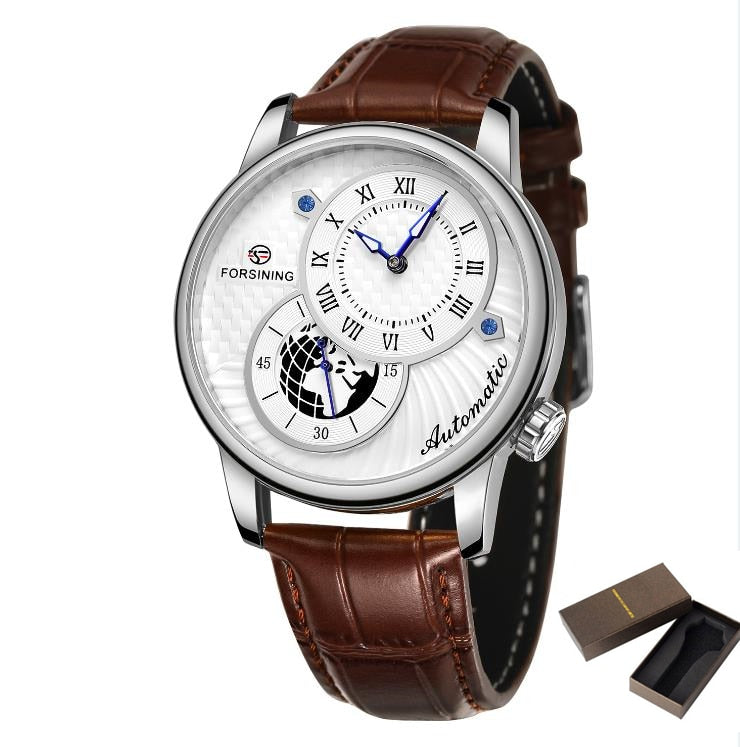 New FORSINING FSG8201 Men's Watch Waterproof Mechanical Mens Watches Leather Belt Luxury Business Automatic Watch Men Wristwatch