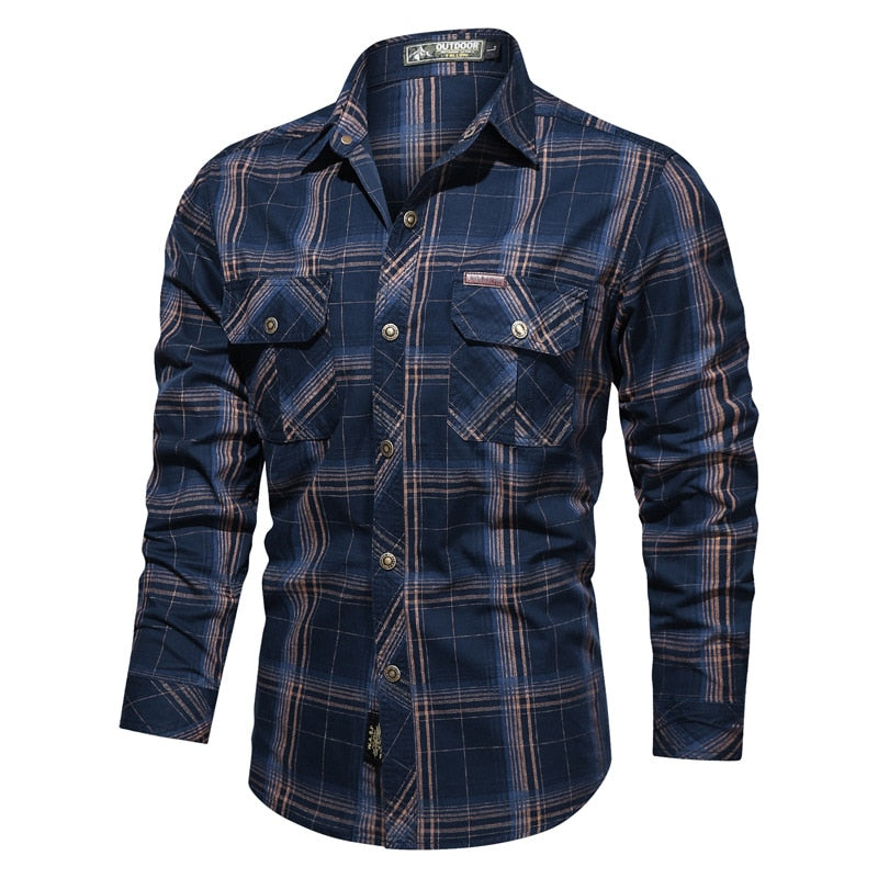 New 2020 100% Cotton Plaid Shirt Men Casual Oversized High Quality Spring Shirts for Men Fashion Button Up Pocket Men's Shirts