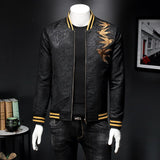 Jaqueta Masculina Spring New Gold Embroidery Print Jacket Men Slim Fit Bomber Print Jacket Retro Jacket Club Clothing Men 5xl-M