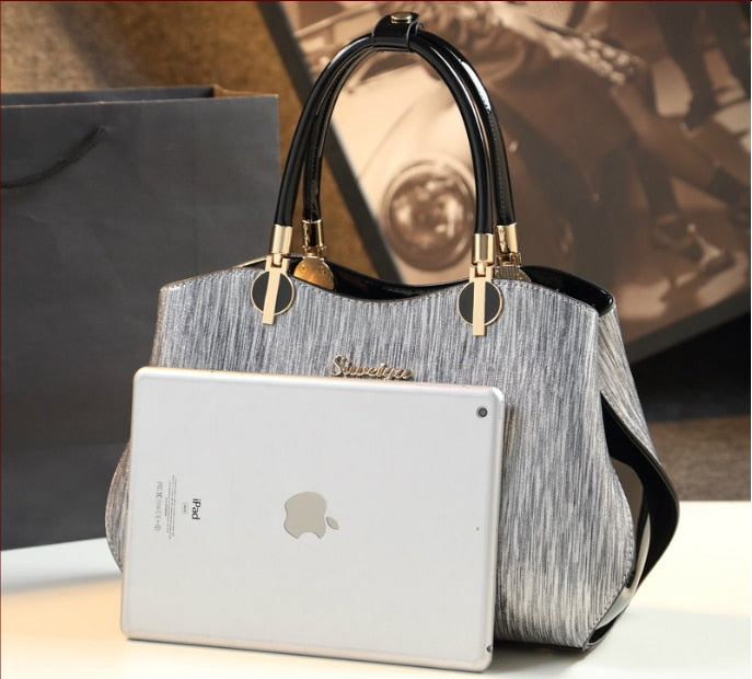 New arrival korean style simple pillow shoulder bags handbags women famous brands top handle bag patent leather messenger clutch