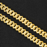 Hip Hop Men Chain 15MM Prong Cuban Chain 2 Row Iced Out Men's Necklace Rhinestone Zircon Paved Necklaces For Men