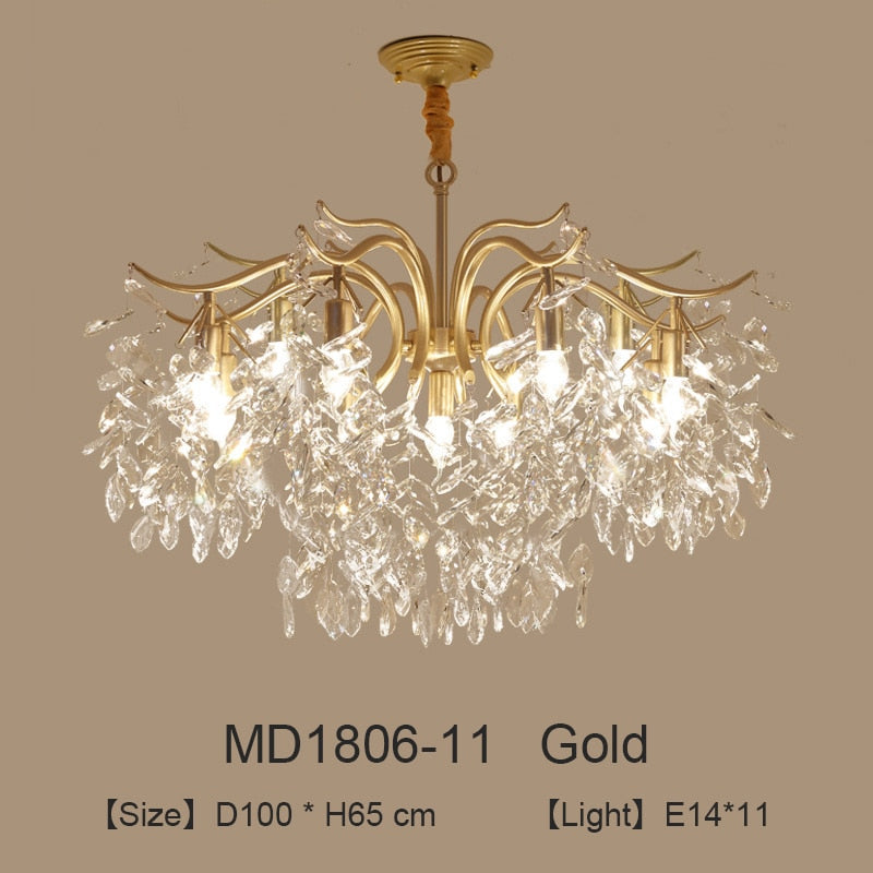 Nordic LED Crystal Chandeliers Gold Black Chandelier Luxury Lighting Kitchen Dining Living room Bedroom Lamp lustre pendente