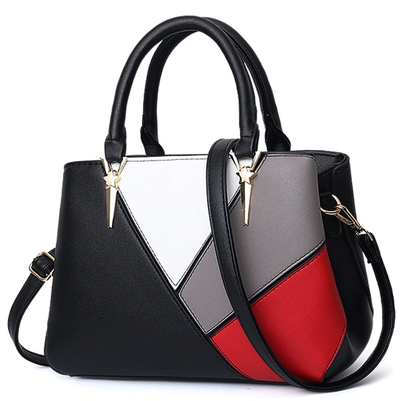 2020 European and American ladies shoulder bag stitching solid color PU leather handbags female bags classic large-capacity bag