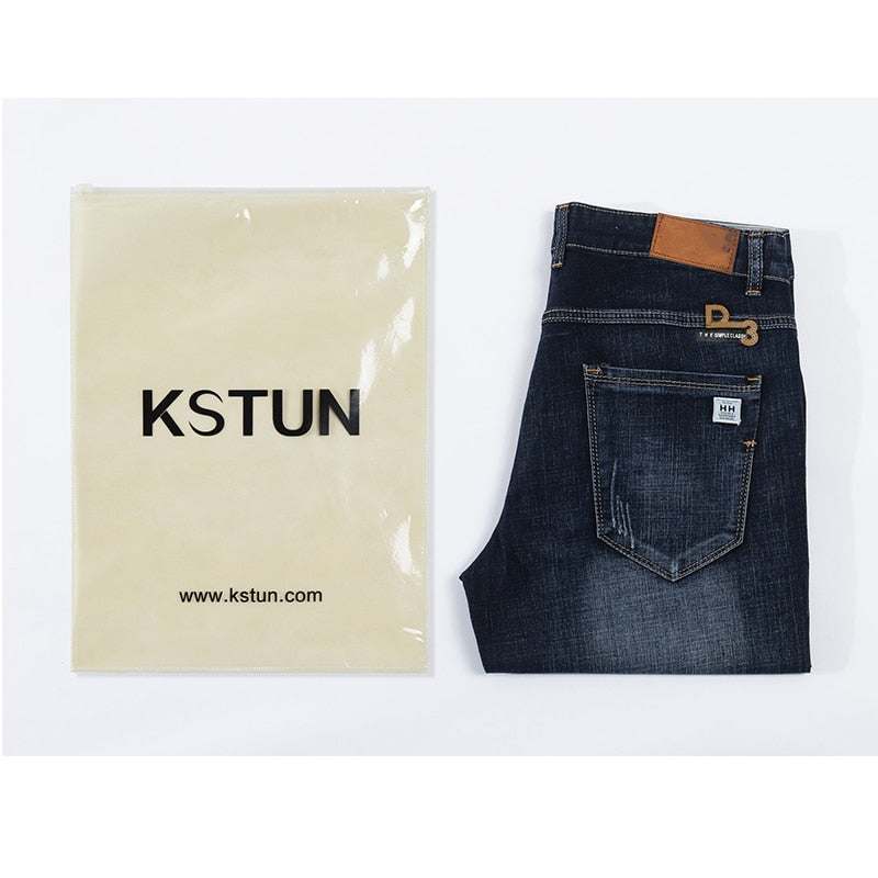 KSTUN Summer Shorts Jeans Men Denim Pants Stretch Dark Blue Fashion Design Men's Jeans Slim Straight Male Short Jeans Hombre