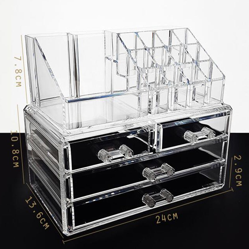 Makeup Organizer Cosmetic Storage Box Transparent Plastic Box Organizador Acrylic Desktop Jewelry Bathroom Multifunctional