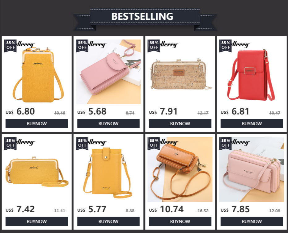 baellerry Ladies Purse Long Print Pocket Crossbody Bag Messenger Wallet Cell Phone Bags Card Holder Coin Pocket women handbags