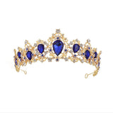 Baroque Vintage Gold Red Green Blue Crystal Bridal Jewelry Sets Choker Necklaces Earrings Tiaras Sets African Beads Jewelry Sets