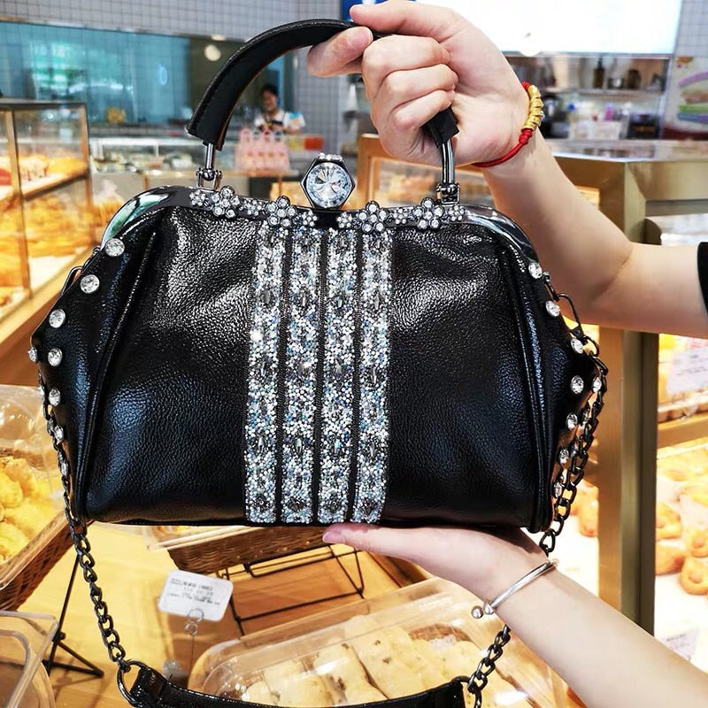 Brand Rhinestones Women's Handbags Female Shoulder bag designer Luxury Lady Tote Large Capacity Zipper Handbag for Women