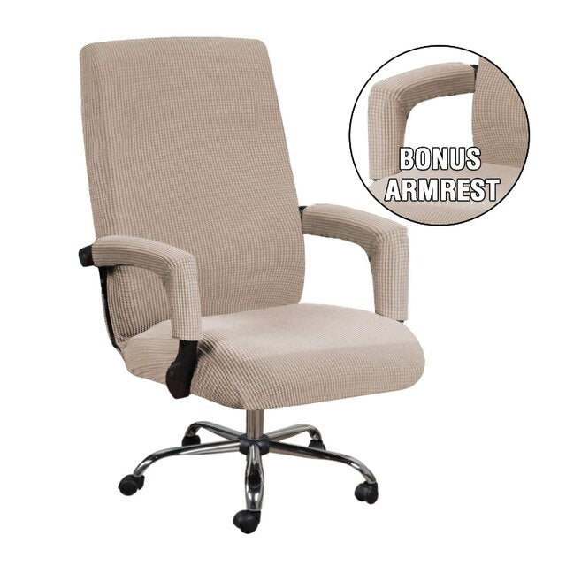 3pcs universal chair cover with 2 armrests office computer chair cover 100% polyester fiber elastic washable removable