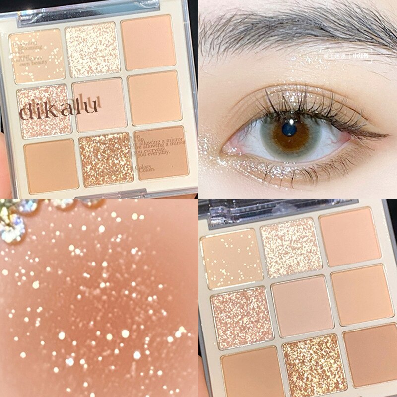 DIKALU Milk Tea Nine-color Eyeshadow Palette Pearly Matte Nine-Gong Pearlescent Waterproof Lasting Eyeshadow Palette Make Up