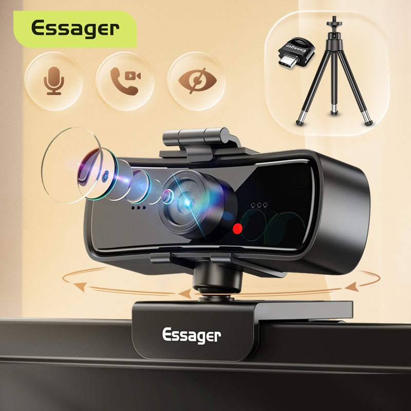 Essager C3 1080P Webcam 2K Full HD Web Camera For PC Computer Laptop USB Web Cam With Microphone Autofocus WebCamera For Youtube