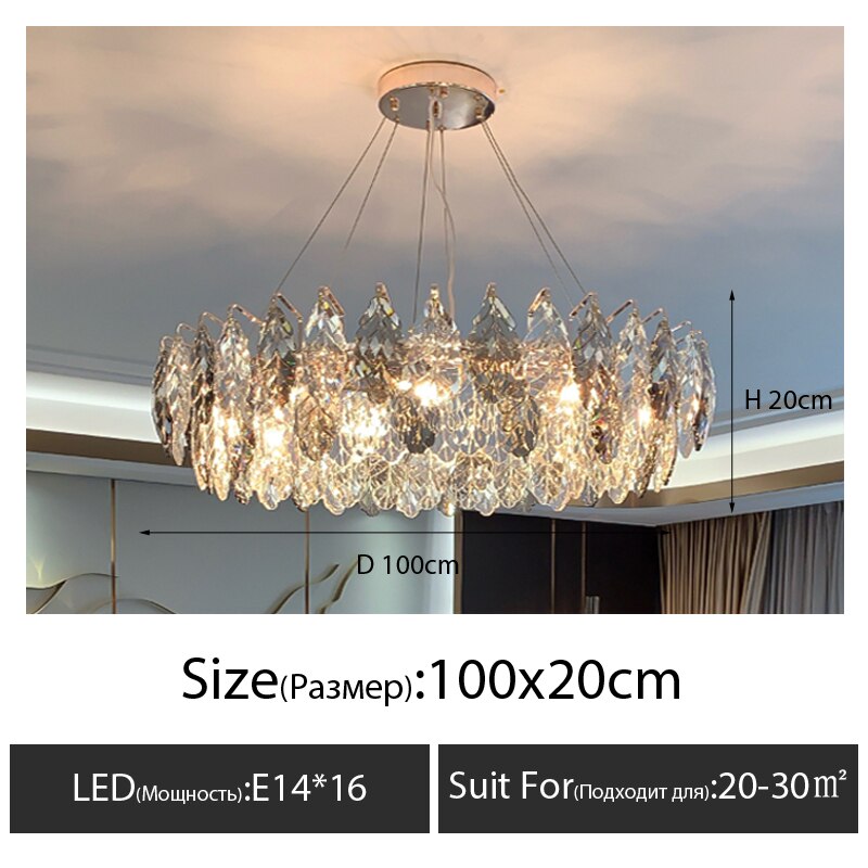 Light luxury chandelier crystal chandelier living room lamp modern minimalist atmosphere dining room chandelier high-end lamps