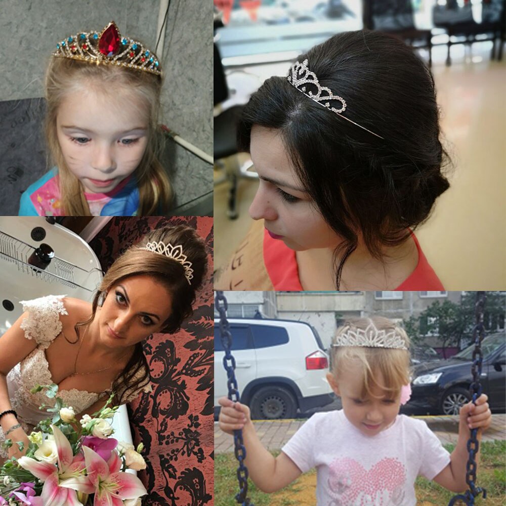 Bridal Crystal Tiaras and Crowns Headband Kid Flower Girls Bridesmaid Wedding Hair Accessiories Hair Jewelry