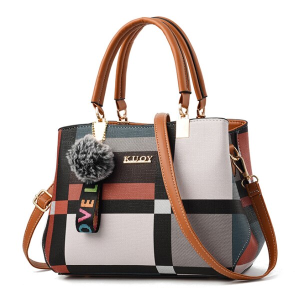 ACELURE New Casual Plaid Shoulder Bag Fashion Stitching Wild Messenger Brand Female Totes Crossbody Bags Women Leather Handbags